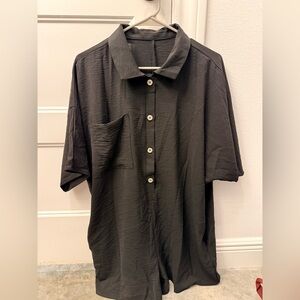 Women’s Black Button-Up Romper